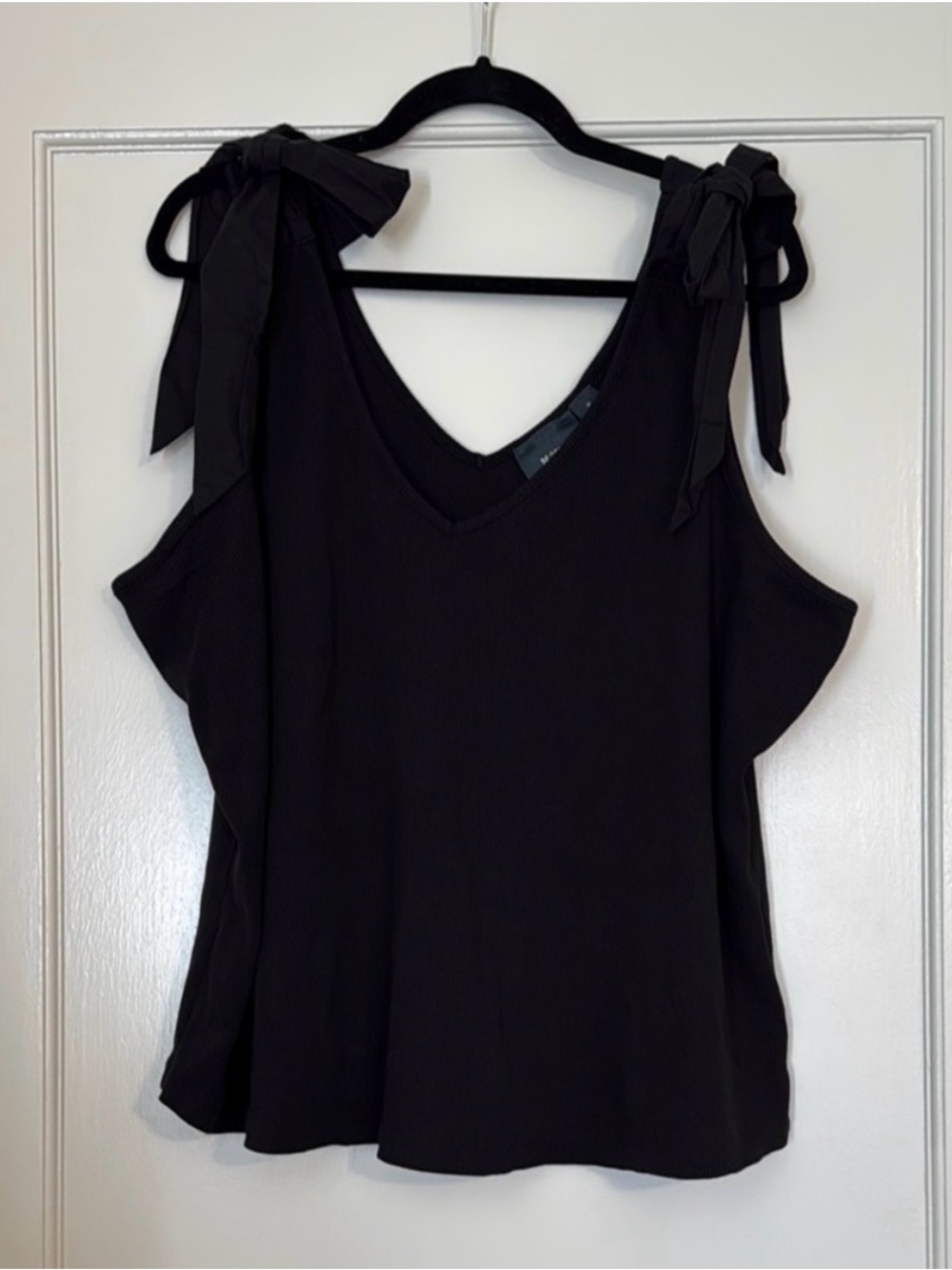 Anthropologie Black Tie-Shoulder V-Neck Women's Top